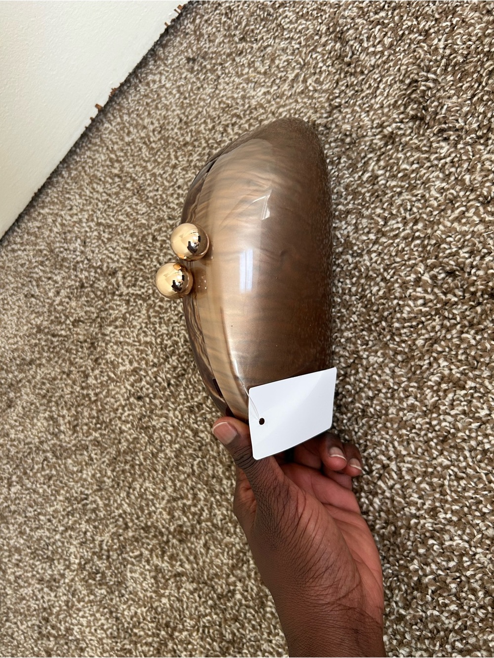 Decorative Metallic Brown Glass Vase with Gold Accent -Brand Pretty Little Thing